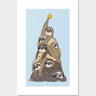 Christmas Tree Sloths Posters and Art